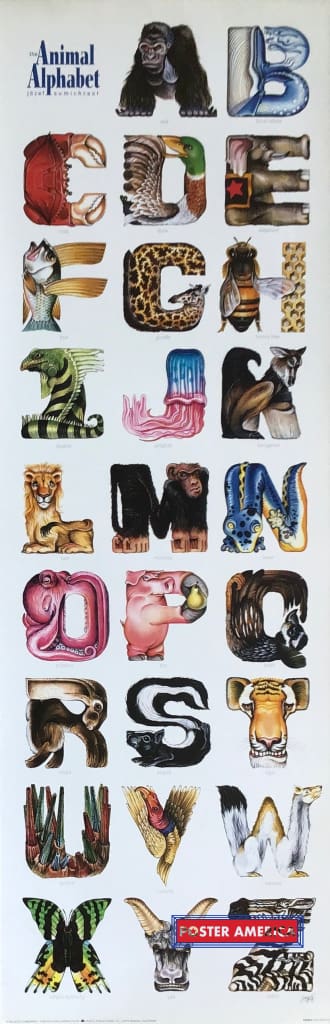 Animal Letter Art Lowercase English Animal Alphabet | Mini Art Print