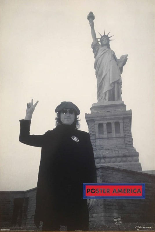 The Beatles John Lennon Statue Of Liberty Black & White Poster 24 X 36 Posters Prints Visual Artwork