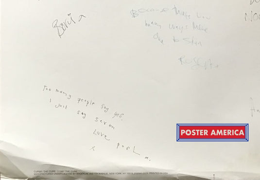 The Cure Printed Messages And Signatures Poster 23 X 34.5