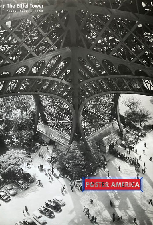The Eiffel Tower Paris France In 1950 Vintage Black & White 24 X 35 Poster