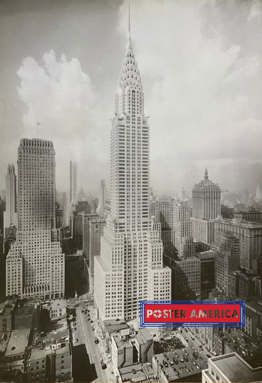 The Empire State Building Black & White Vertical Shot Vintage Poster 24 X 34.5