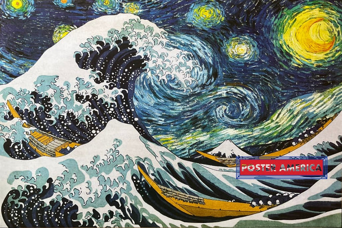 The Great Wave At Night Art Poster 24 X 36