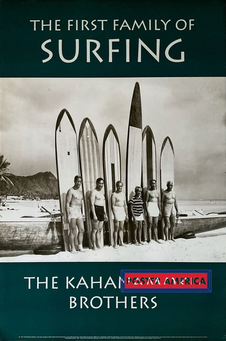 The Kahanamoku Brothers First Family Of Surfing Poster 24 X 36 Vintage Poster