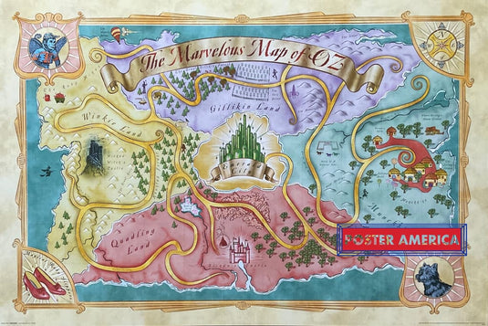 The Marvelous Map Of Oz Wizard Poster 24 X 36