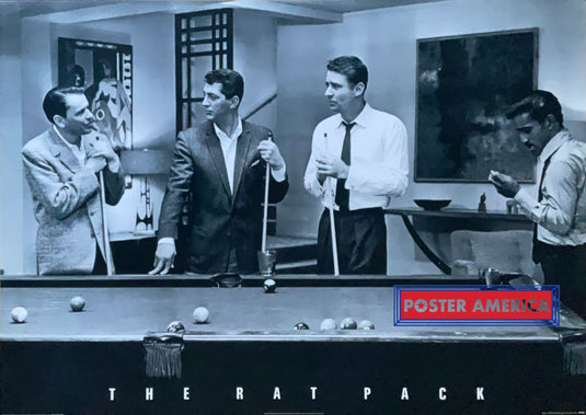 The Rat Pack Playing Pool Black & White Vintage Poster 24 X 34 Vintage Poster
