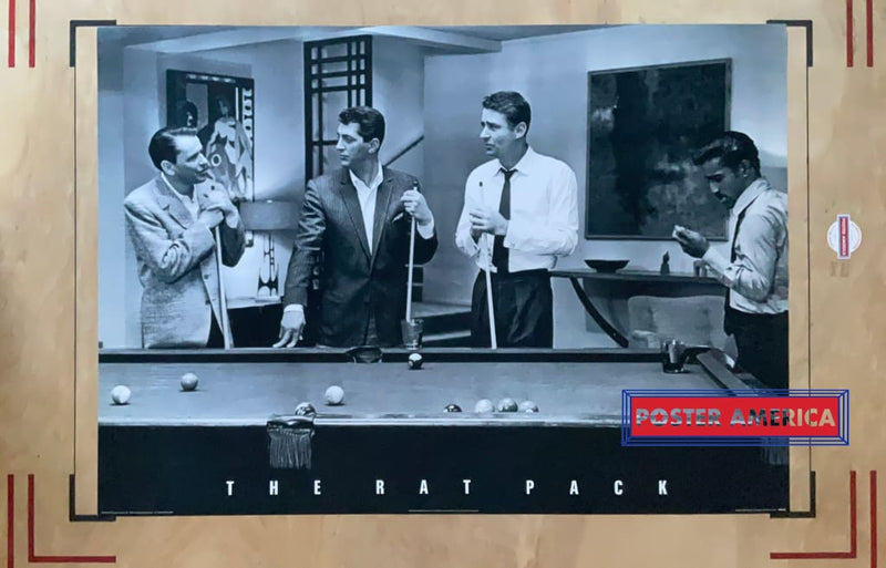 Load image into Gallery viewer, The Rat Pack Playing Pool Black &amp; White Vintage Poster 24 X 34 Vintage Poster
