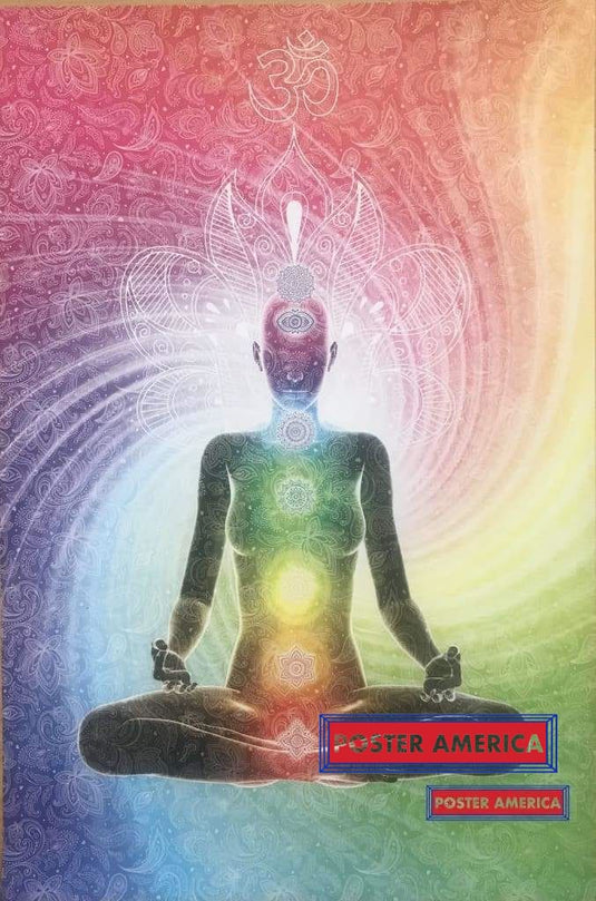 The Seven Chakras Meditation Yoga Pose Art Poster 24 X 36
