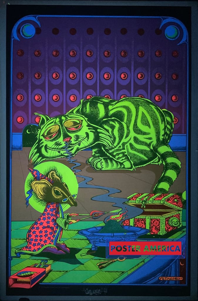 Load image into Gallery viewer, The Sorcerer And The Cat Vintage Black Light Poster 32 X 35 Posters Prints &amp; Visual Artwork
