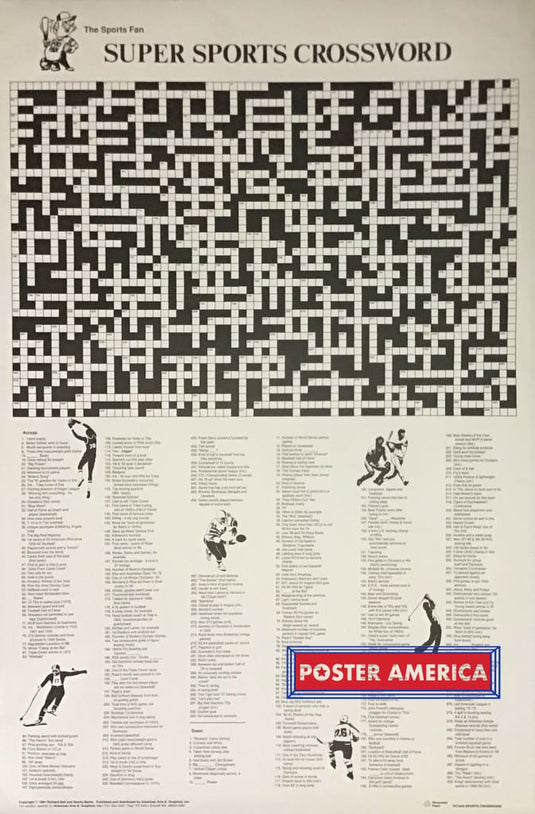 The Sports Fan Super Crossword Puzzle Vintage Poster 23 X 35