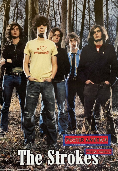 The Strokes Band Shot In Forrest Rare 2003 Uk Import Rock Poster 24 X 34