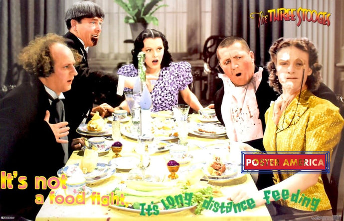 The Three Stooges Its Not A Food Fight Long Distance Feeding In Color Poster 22 X 34 Vintage Poster