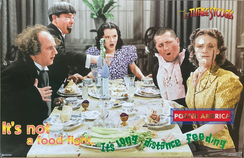 Load image into Gallery viewer, The Three Stooges Vintage 1999 Food Fight Poster 22 X 34
