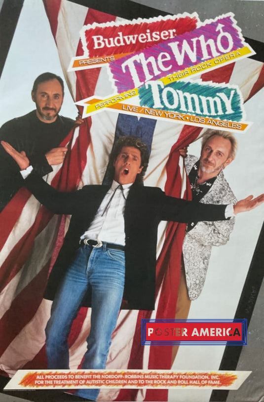The Who Vintage 1989 Original Benefit Concert Promo Poster 24 X 35 Presented By Budweiser Live
