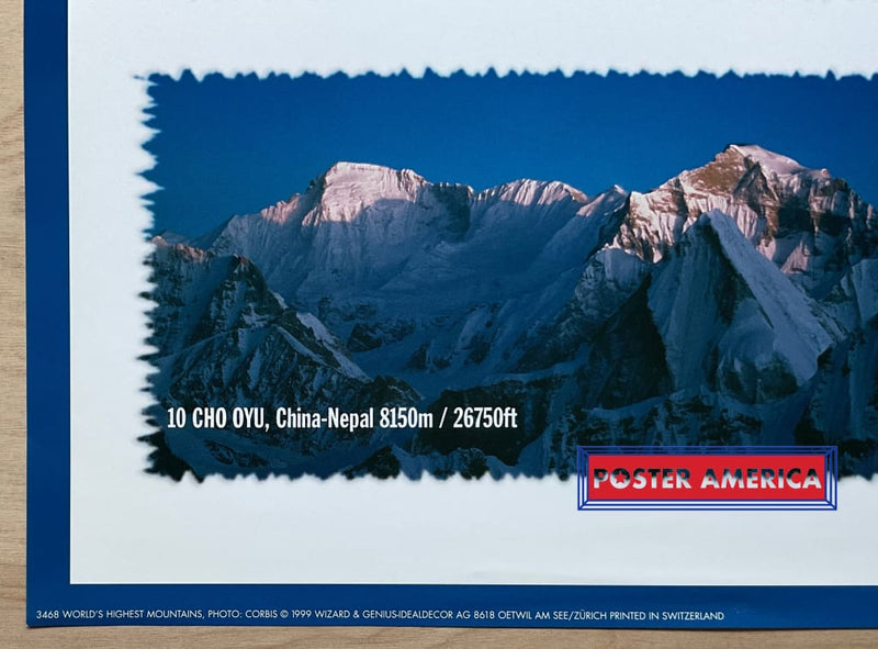 Load image into Gallery viewer, The Worlds Highest Mountains Vintage 1999 Swiss Import Poster 24 X 36
