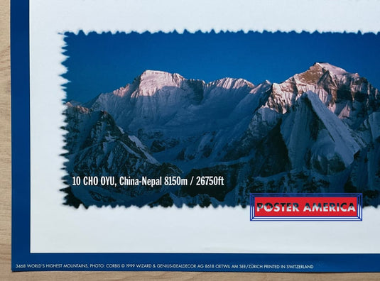 The Worlds Highest Mountains Vintage 1999 Swiss Import Poster 24 X 36