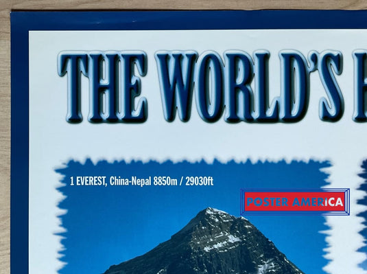 The Worlds Highest Mountains Vintage 1999 Swiss Import Poster 24 X 36