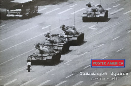Tiananman Square Man Blocking Tanks June 5Th 1989 Black And White Poster 24 X 36