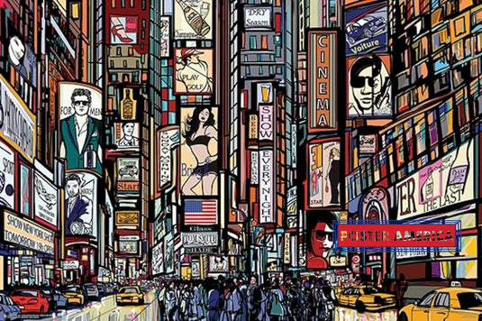 Times Square Illustrated Poster 24 X 36