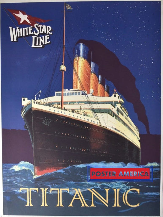 Titanic White Star Line Illustration Advertisement 1997 Vintage Poster 23.5 X 31.5