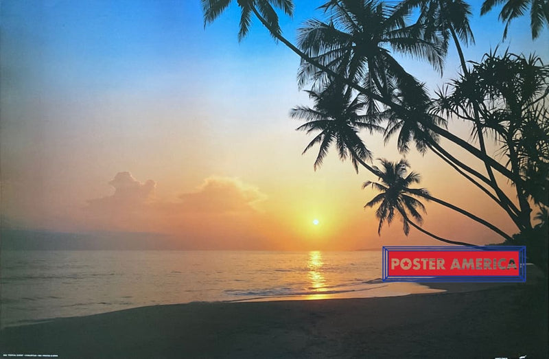 Load image into Gallery viewer, Tropical Sunset Vintage 1994 Spanish Import Scenic Poster 24 X 36 Vintage Poster
