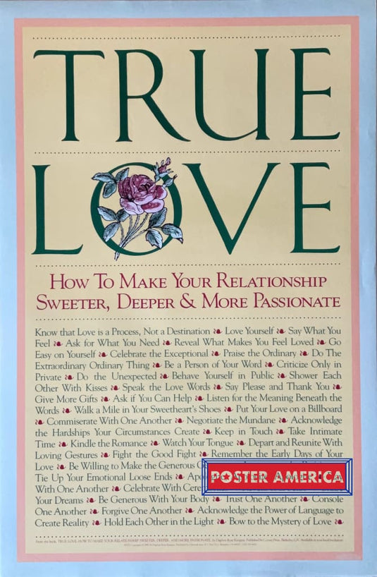 True Love Inspirational Romance Passage Vintage 1991 Poster 23 X 35 Vintage Poster