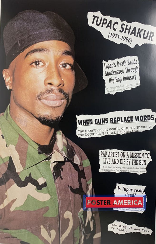 Tupac Shakur 2Pac Newspaper Collage Tribute 2001 Poster 22 X 35