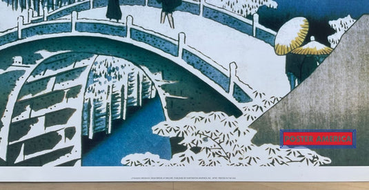 Utagawa Hiroshige Drum Bridge At Meguro Art Poster 24 X 36