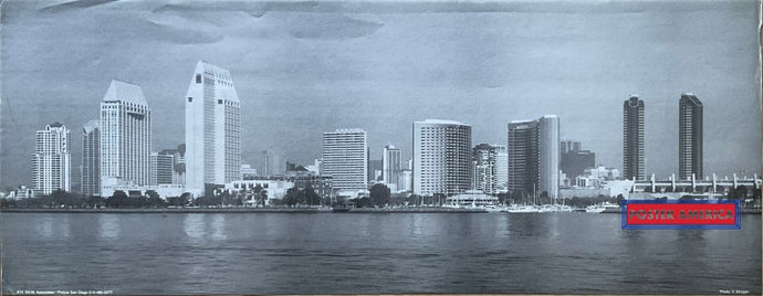 View Of Downtown From The San Diego Bay Vintage Photography Slim Print 11 X 28