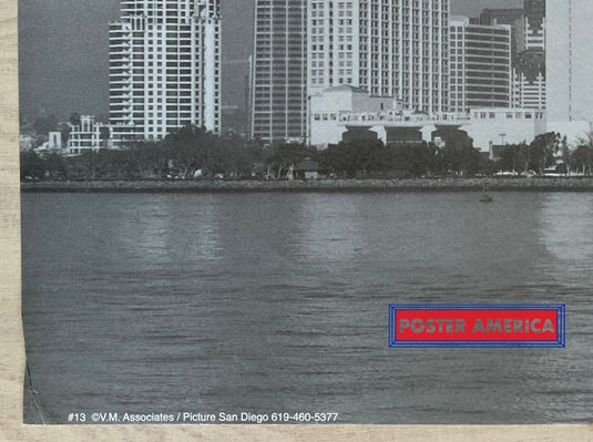 View Of Downtown From The San Diego Bay Vintage Photography Slim Print 11 X 28