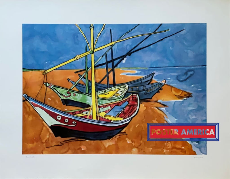 Load image into Gallery viewer, Vincent Van Gogh Boats At Saint Marie Art Print 22 X 28 Fine
