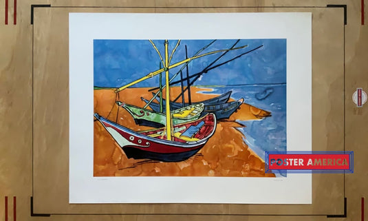 Vincent Van Gogh Boats At Saint Marie Art Print 22 X 28 Fine