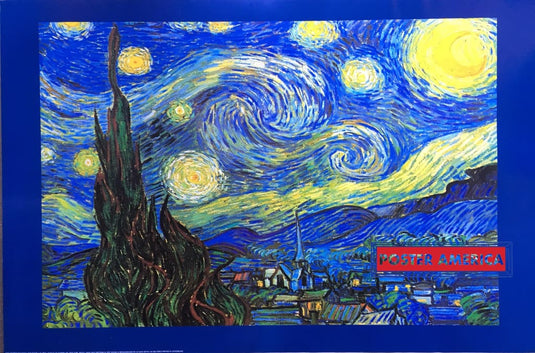 Vincent Van Gogh Starry Night Blue Border Poster 24 X 36