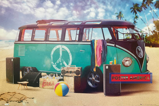 Vw Bus Day At The Beach Uk Import Novelty Poster 24 X 36