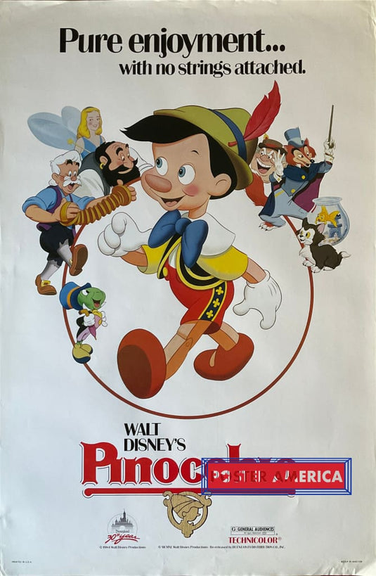 Walt Disneys Pinocchio Vintage 1984 One-Sheet Movie Poster 27 X 41