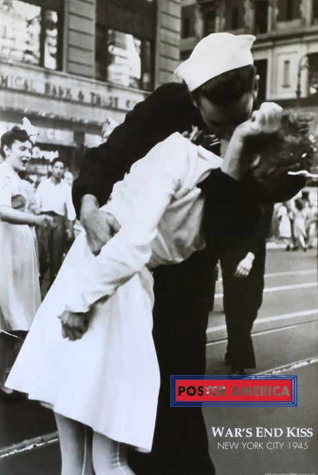 Wars End Kiss Black And White Photograph Poster 24 X 36