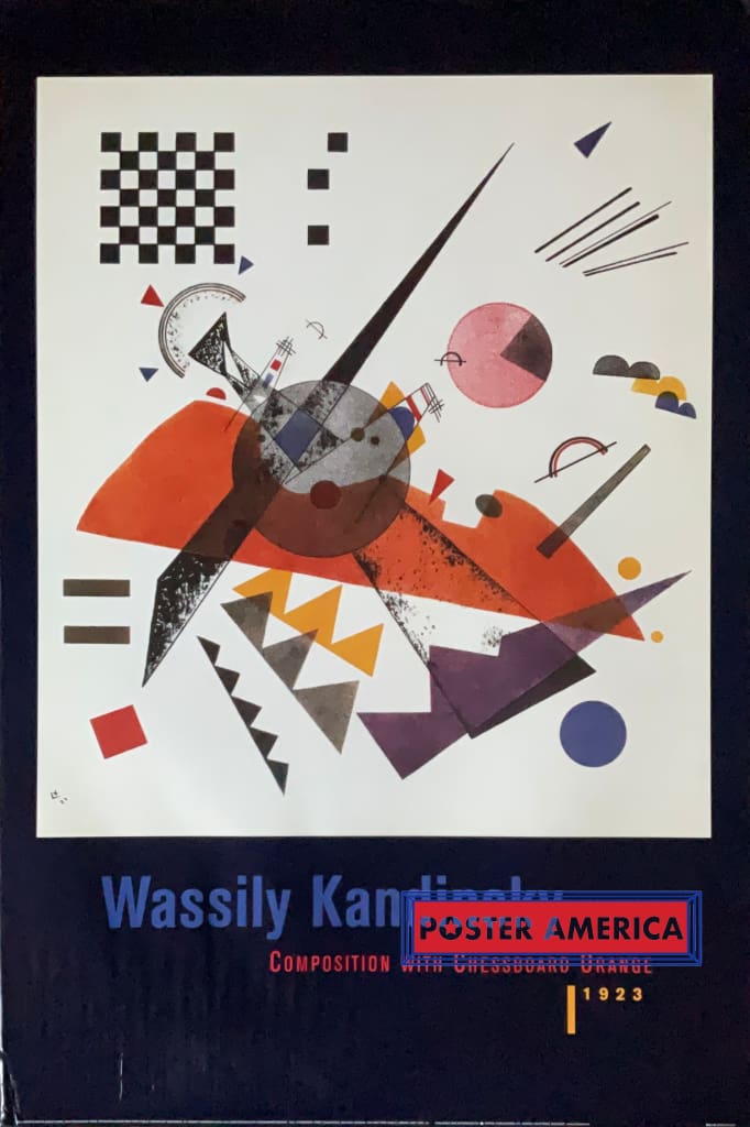 Load image into Gallery viewer, Wassily Kandinsky Composition With Chessboard Orange 1923 Poster 24 X 36 Vintage Fine Art Print
