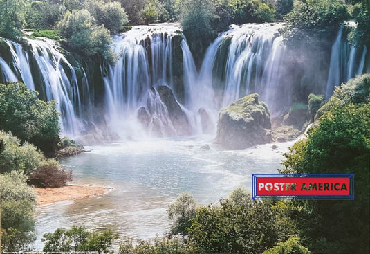 Waterfalls Vintage 1989 Italian Import Scenic Poster 24 X 35 Vintage Poster