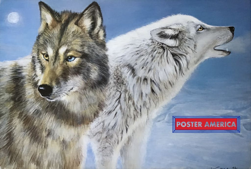 Load image into Gallery viewer, White And Grey Wolf Painting Poster 23 X 34 Fine Art Print
