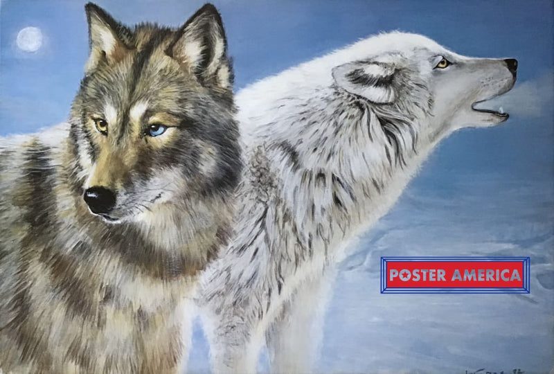 Load image into Gallery viewer, White And Grey Wolf Painting Poster 23 X 34 Fine Art Print

