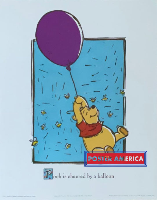 Winnie The Pooh Is Cheered By A Balloon Walt Disney Art Print 16 X 20
