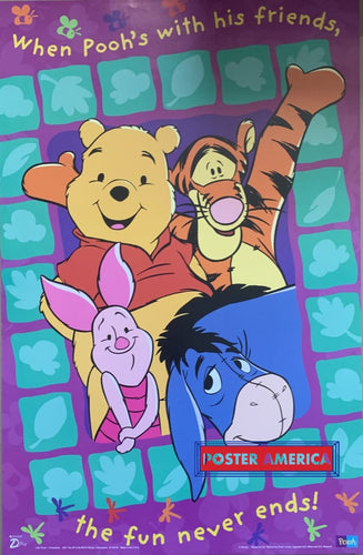 Winnie The Pooh With His Friends Fun Never Ends Vintage Poster 22 X 34