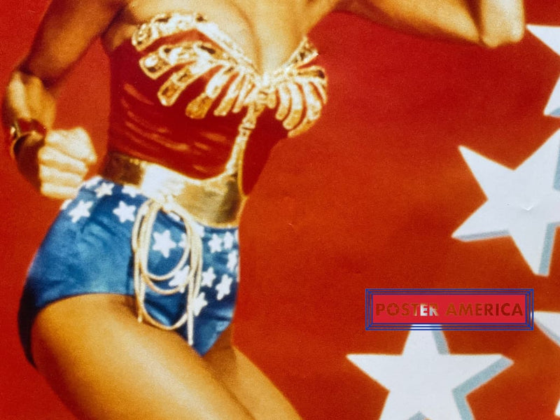 Load image into Gallery viewer, Wonder Woman Lynda Carter Red Background Vintage Poster 24 X 33.5
