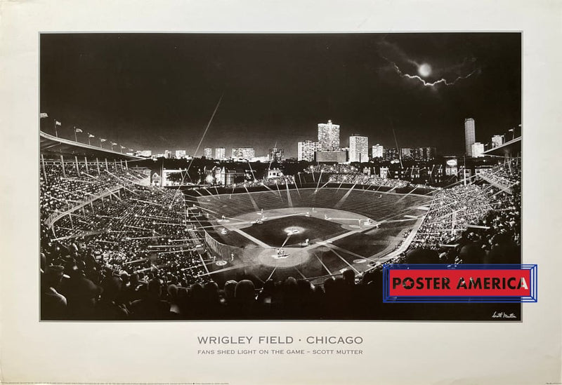 Load image into Gallery viewer, Wrigley Field Chicago Fans Shed Light On The Game Vintage Art Print 24 X 35 Poster
