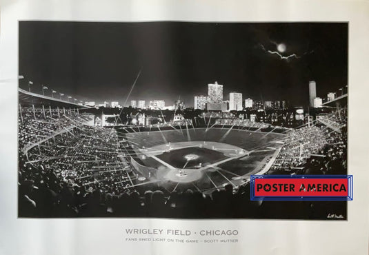 Wrigley Field Chicago Fans Shed Light On The Game Vintage Art Print 24 X 35 Posters Prints & Visual