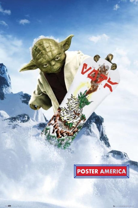 Yoda Snowboarding Poster 24 X 36